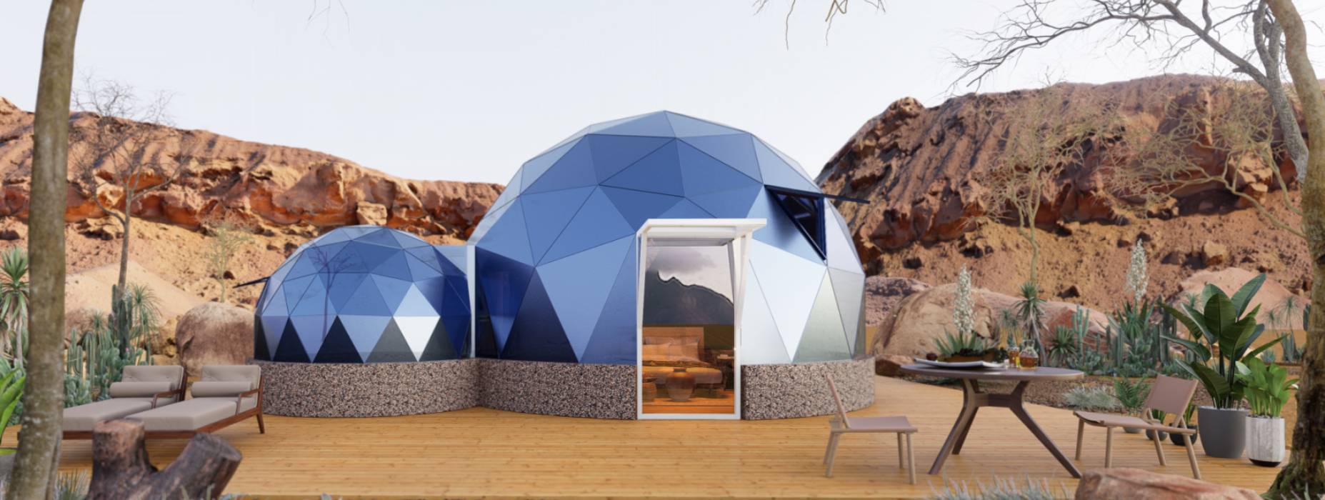 阿克塞球形智能光伏玻璃星空房